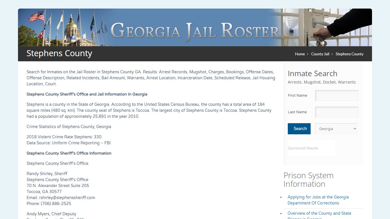 Stephens County | Georgia Jail Inmate Search